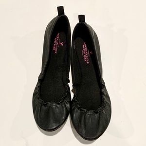 Black Faux Leather Flats